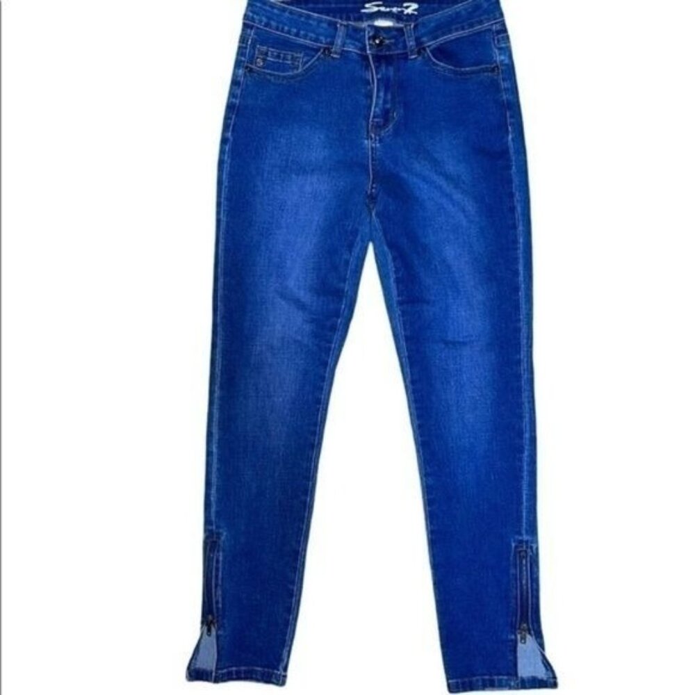 Seven7 Womens Zipper Ankle Denim Jeans Size 7 Blue Cotton-Blend Stretchy